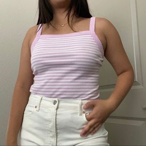 Women’s Old navy square neck tank in pink and white stripes